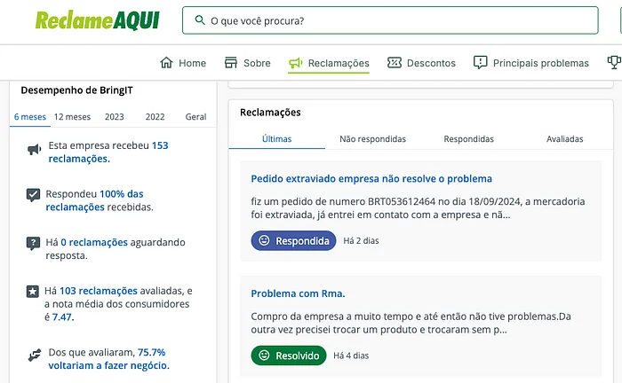Example of valuable customer insights from review platforms like ReclameAqui